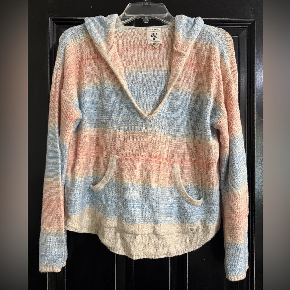 Billabong Orange and Blue knit hoodie women’s med